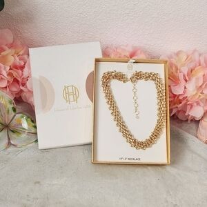 HOUSE Of Harlow 1960 Gold Chain Choker 17 "With 3" Necklace  3/4 In. Wide NIB